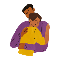 deux personnes se donnent un calin