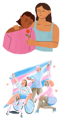 deux personnes se donnent un calin